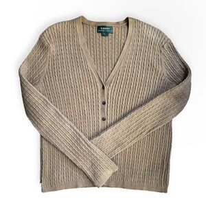 Lauren Ralph Lauren Camel Cable Knit V-Neck Sweater, sz Large